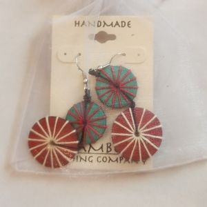Bamboo Trading Company Earrings Green Red Discs